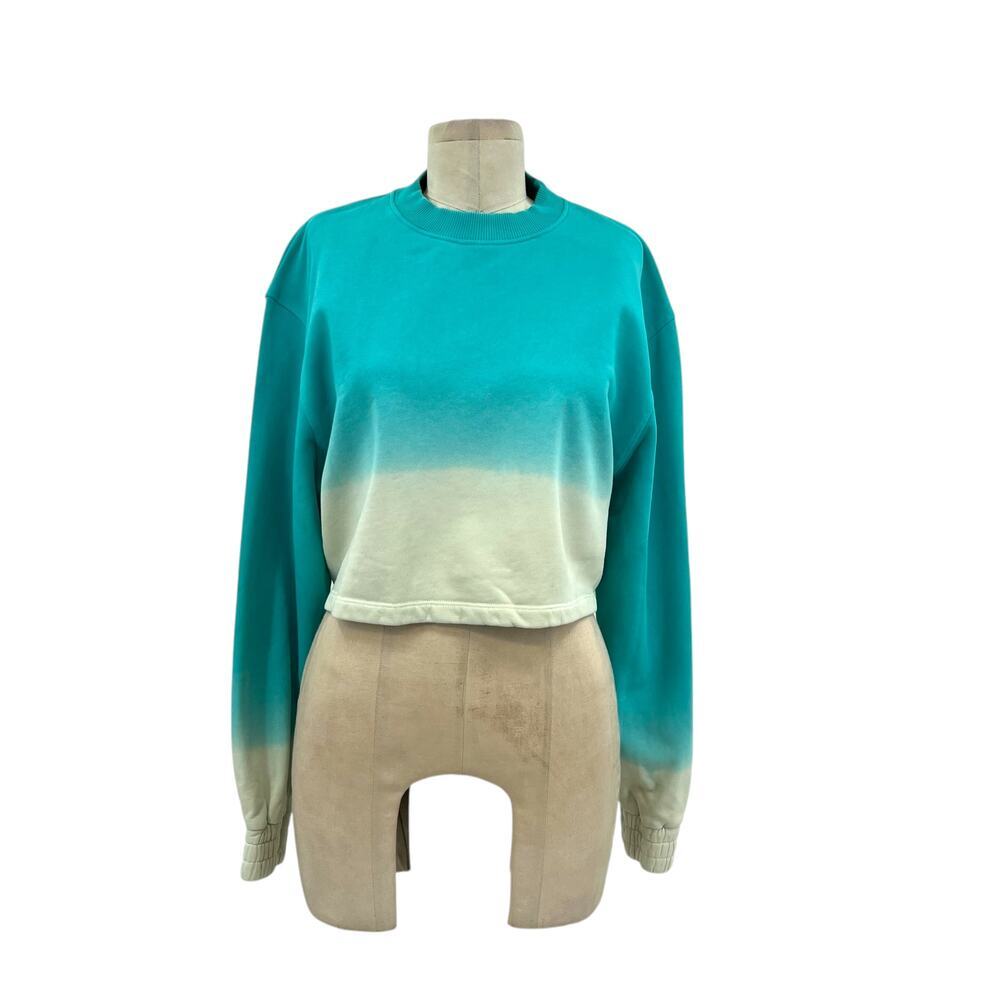 Apparis Karine Sweatshirt Top Organic Cotton Ombre‎ Cropped Aqua Blue Size Small